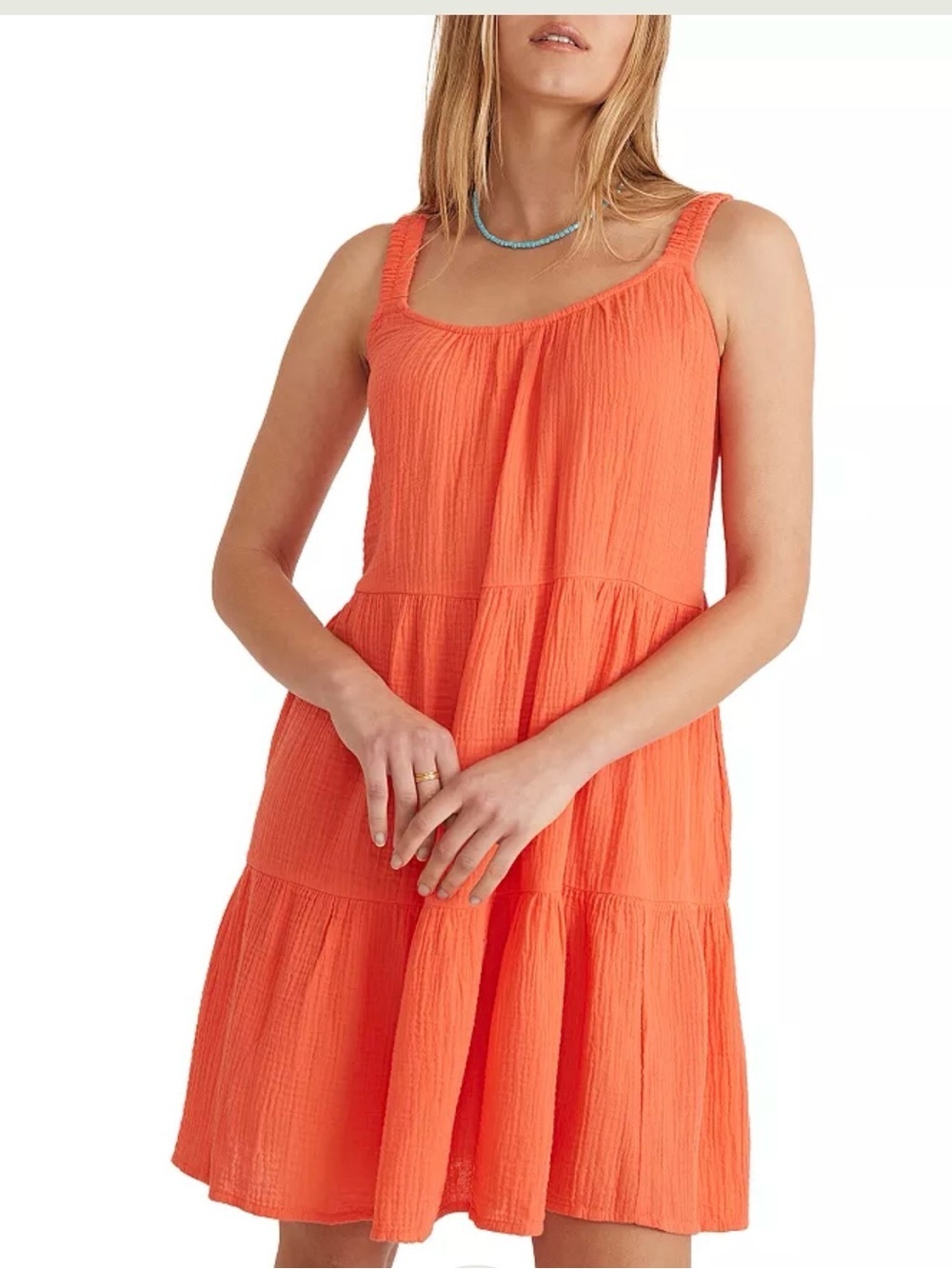 MARINE LAYER Cotton Mini Tank Dress Orange Coral Size XS